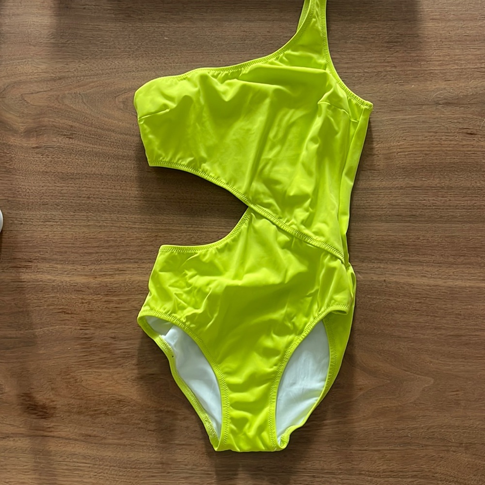Solid and striped Claudia cut out one piece